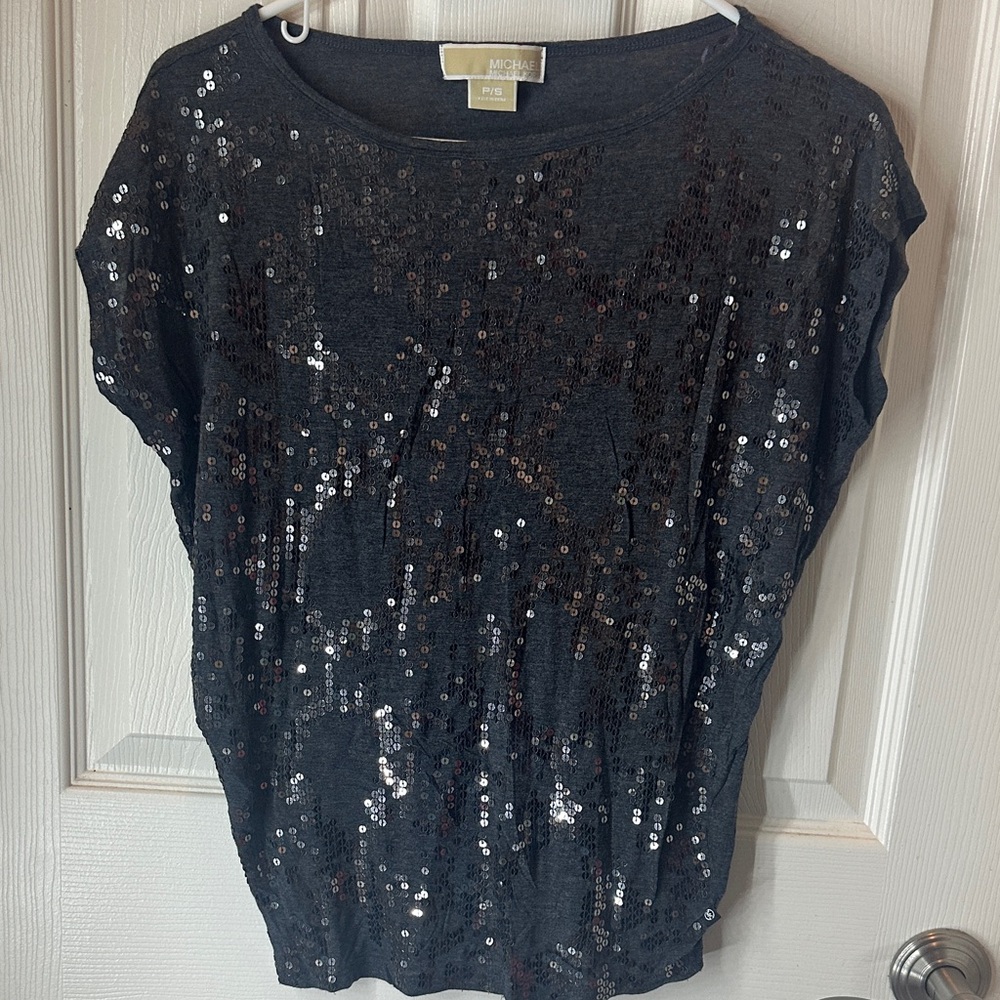 Michael Kors dark grey Sequin Blouse